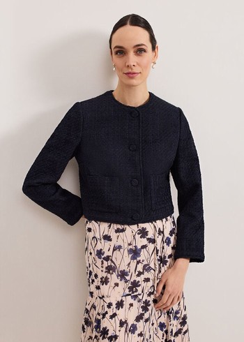 Phase Eight Ripley Boucle Jackets Navy Australia | MK3149572